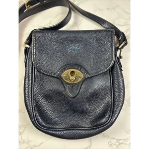 Vintage Dooney & Bourke Women's Saddle Bag Navy Leather Messenger Hard To Find